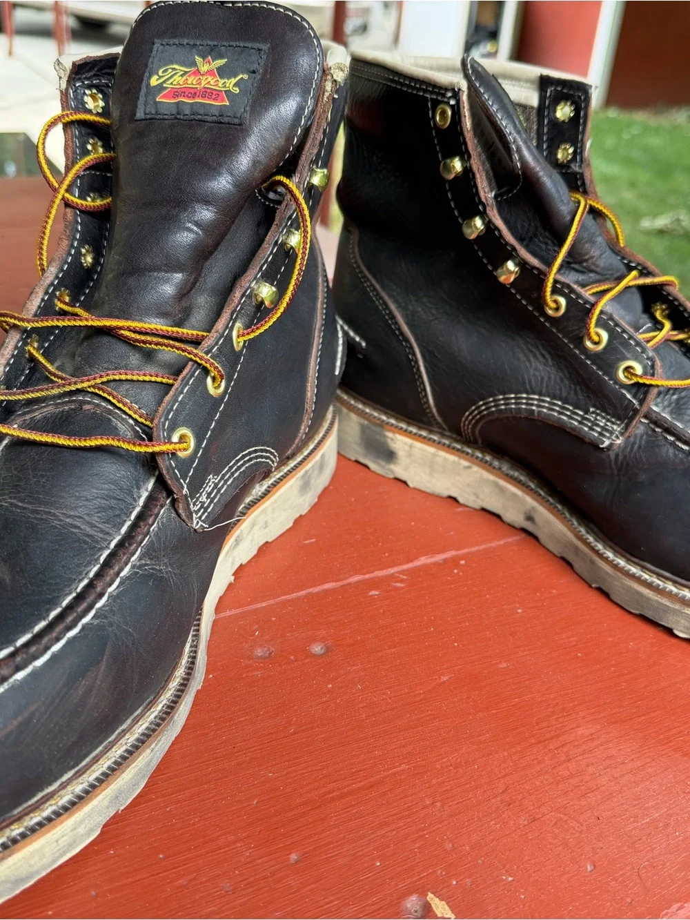 Men’s Black Leather Moc-Toe Work Boot steel toe